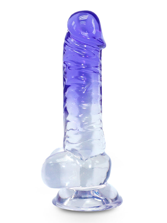 DEEP-IN CLEAR STONE 7 INCH PVC DONG WITH SUCTION CUP DILDO